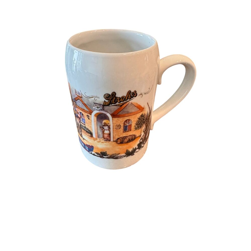 Stroh's Beer Stein No Lid Bavaria Collection II White Handled Mug
